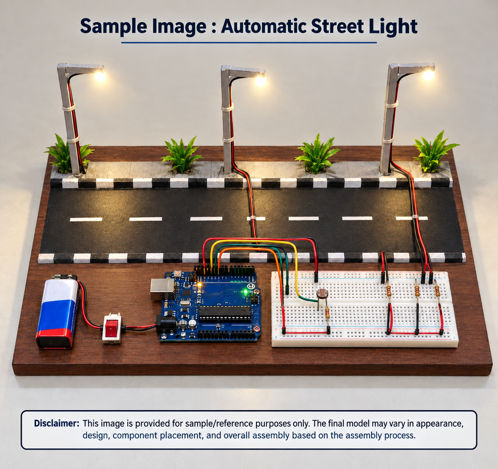 Project Banao Automatic Street Light Model Project Kit (STEM) | Arduino-Based DIY Smart Street Lighting Science Project with LDR Sensor, LED Lights & Electronic Components | School Science Exhibition & STEM Learning Kit