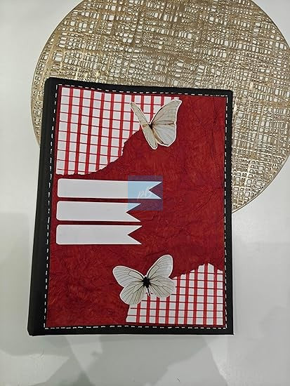 Project Banao Handmade Butterfly Folder for Documents | A4 Size File Folder for Office, School & College Use | Artistic Red Textured Paper Design | Fits A4-Size Sheets