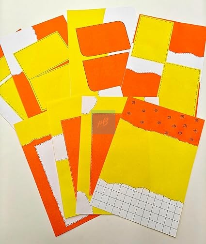 Handmade Designer Sheet for Art and Craft | A4 Size Decorative Paper for Projects, Scrapbooking, Journaling, and DIY Crafts | Dual Color Orange & Yellow Handmade Craft Sheet | Pack of 10 Sheets