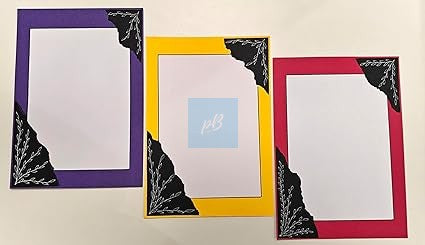 Project Banao Multicolour Handmade Designer Sheets for Art & Craft | A4 Paper with Black Leaf Corner Design, Premium Decorative Sheets for Scrapbooking, Journaling & DIY Projects | Pack of 10
