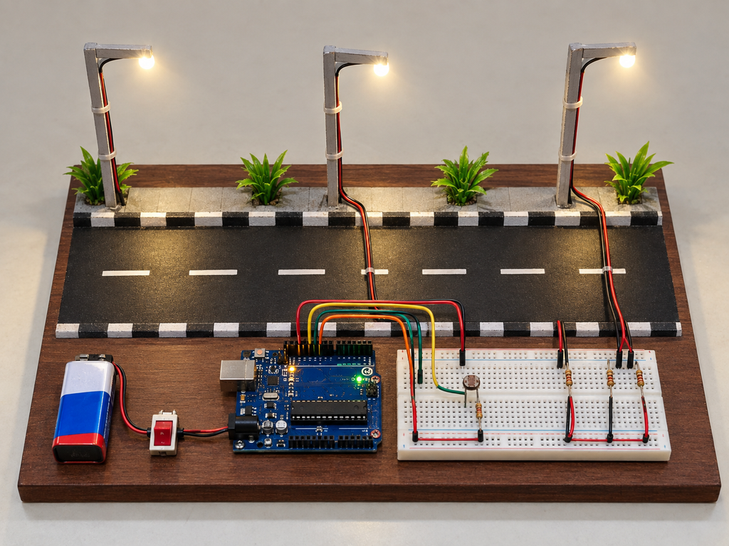 Project Banao Automatic Street Light Model Project Kit (STEM) | Arduino-Based DIY Smart Street Lighting Science Project with LDR Sensor, LED Lights & Electronic Components | School Science Exhibition & STEM Learning Kit