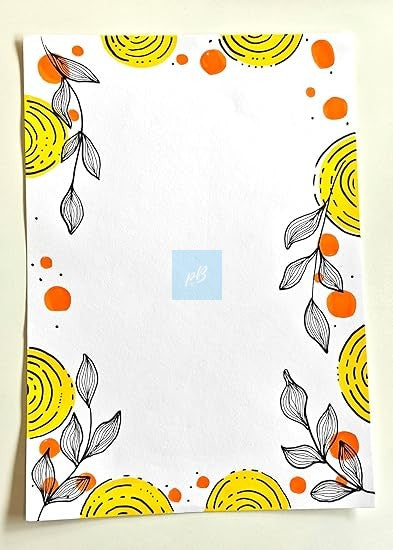 Project Banao A4 Designer Art Paper Sheets - Handcrafted Abstract & Floral Border Designs, 10 Sheets Set | Premium Drawing & Craft Paper for School, Office, and Gift Use | 180 GSM