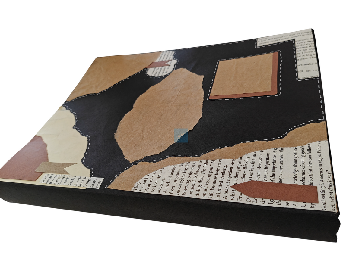 Project Banao Handmade Vintage Collage Folder - Aesthetic Mixed Media Design with Kraft & Newspaper Texture | Fits A4-Size Sheets | Artistic File for School Projects, Journals & Creative Storage