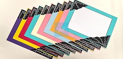 Project Banao Multicolour Handmade Designer Sheets for Art & Craft | A4 Paper with Black Leaf Corner Design, Premium Decorative Sheets for Scrapbooking, Journaling & DIY Projects | Pack of 10