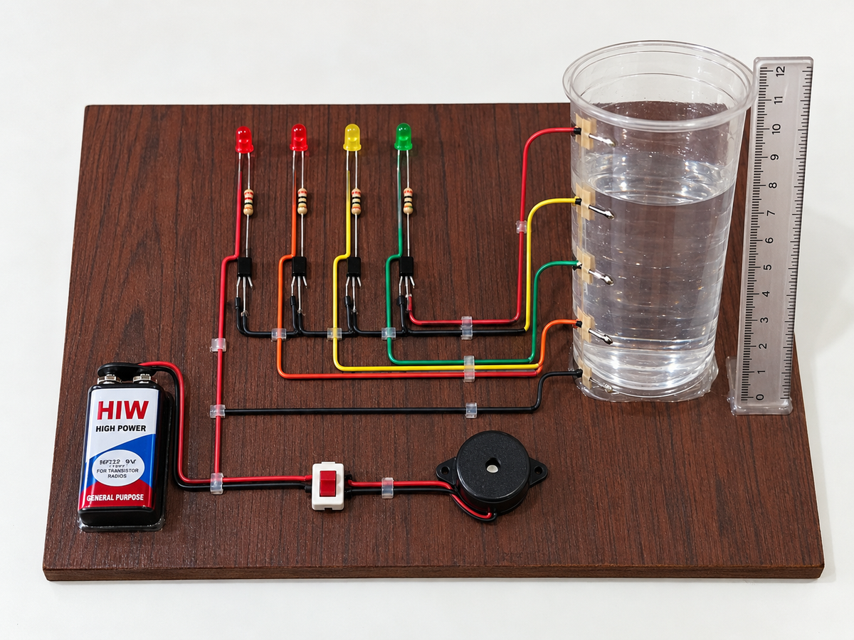 Project Banao Water Level Indicator Model Project Kit (DIY) | Water Tank Level Detector with LED Indicators & Buzzer Alarm | School Science Project for Students, STEM Learning, Electronics Experiment & Science Exhibition
