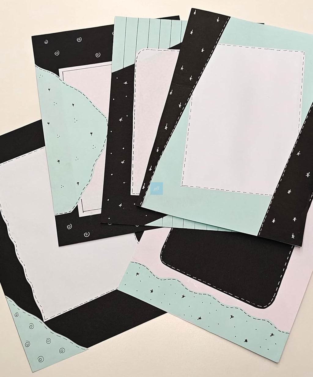 Handmade Designer A4 Sheets – Pack of 10 | Aesthetic Black & Blue Theme Paper Sheets for Projects, Journals, Scrapbooking, Art & Craft | Premium Thick Paper for Students, School & College Projects