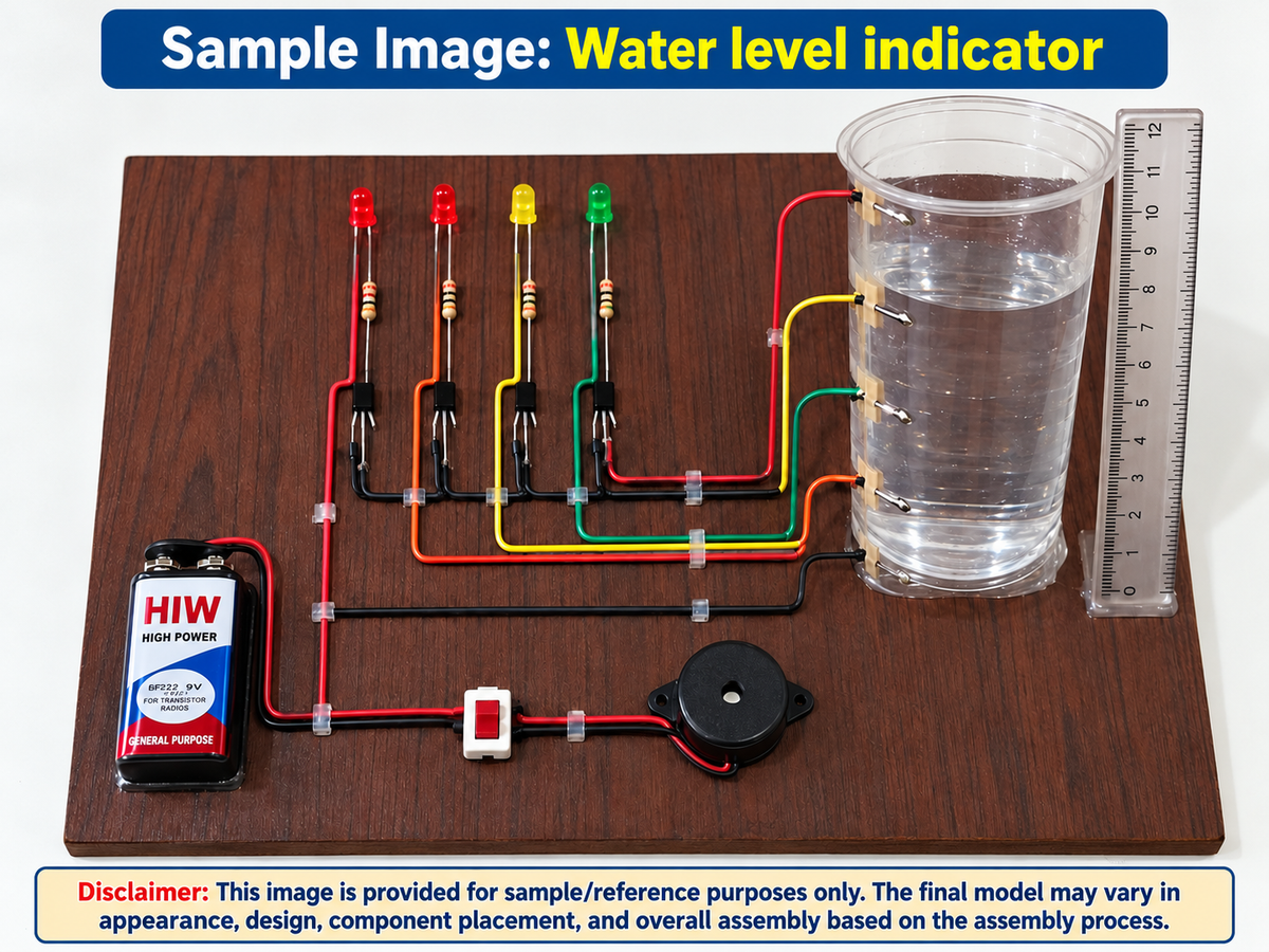 Project Banao Water Level Indicator Model Project Kit (DIY) | Water Tank Level Detector with LED Indicators & Buzzer Alarm | School Science Project for Students, STEM Learning, Electronics Experiment & Science Exhibition