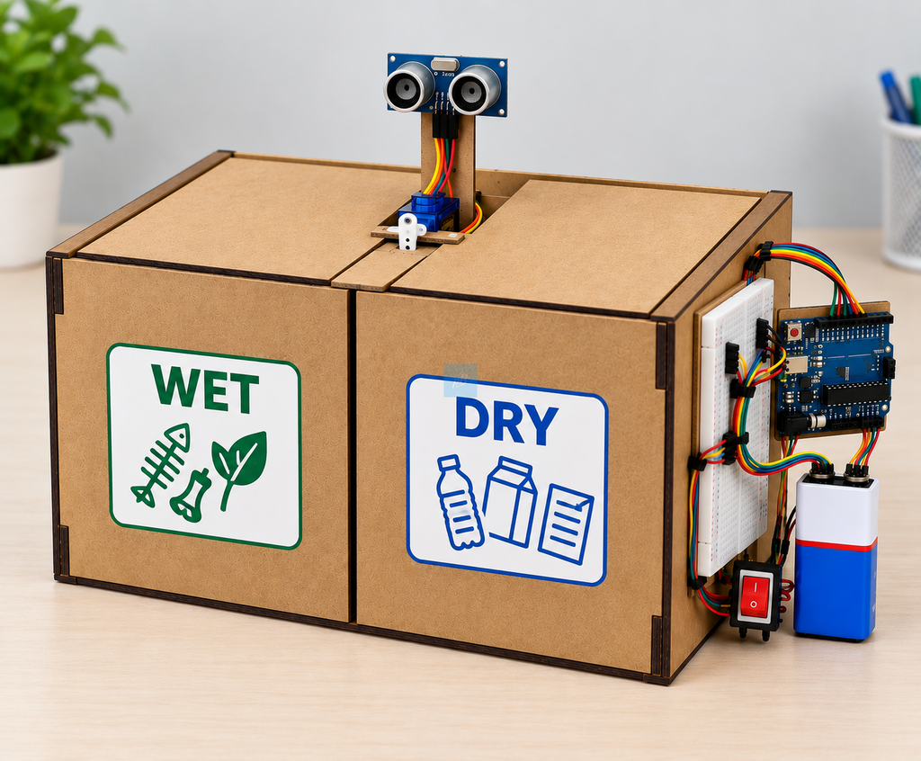 Project Banao Smart Dustbin Project Model Kit | Arduino UNO Automatic Waste Bin with Ultrasonic Sensor & Servo Motor | DIY Smart Dustbin Science Project for School Students, STEM Learning & Exhibition