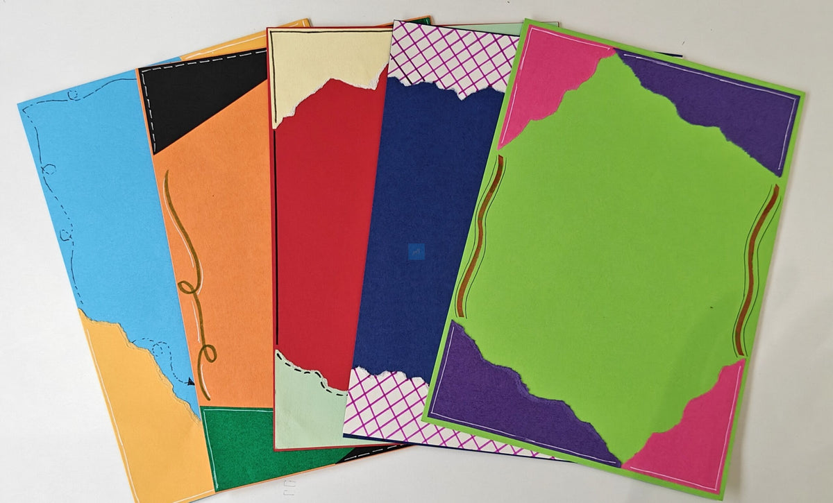 Project Banao PaperBox Torn Edge A4 Decorative Sheets – 10 Multicolour Designer Border Papers for School Projects, Scrapbooking, Craft Work, and Handmade Assignments | Premium Quality Art Paper Set