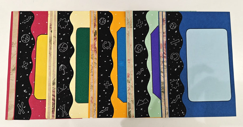 Project Banao Handmade Cosmic-Themed Scrapbook Papers – 10 Sheets Multicolour Designer Journal Paper with Black Galaxy Border & Abstract Patterns for Scrapbooking, DIY Crafts & Aesthetic Journals