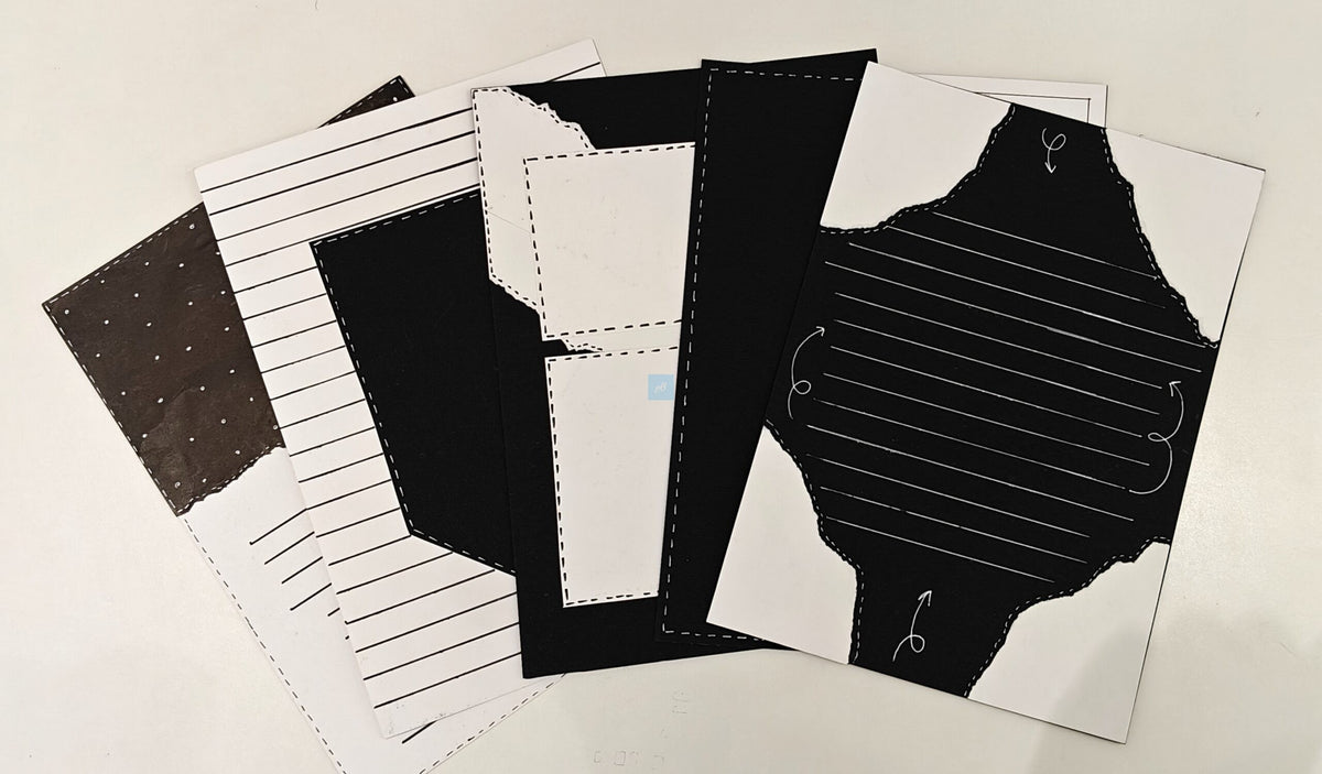 Project Banao Aesthetic A4 Handmade Scrapbook Journal Papers - Vintage Black & Beige Collage Sheets for Junk Journaling, Craft Projects, DIY Card Making, Mixed Media Art | Set of 10 Designs