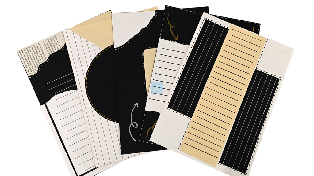 Project Banao Aesthetic A4 Handmade Scrapbook Journal Papers - Vintage Black & Beige Collage Sheets for Junk Journaling, Craft Projects, DIY Card Making, Mixed Media Art | Set of 10 Designs