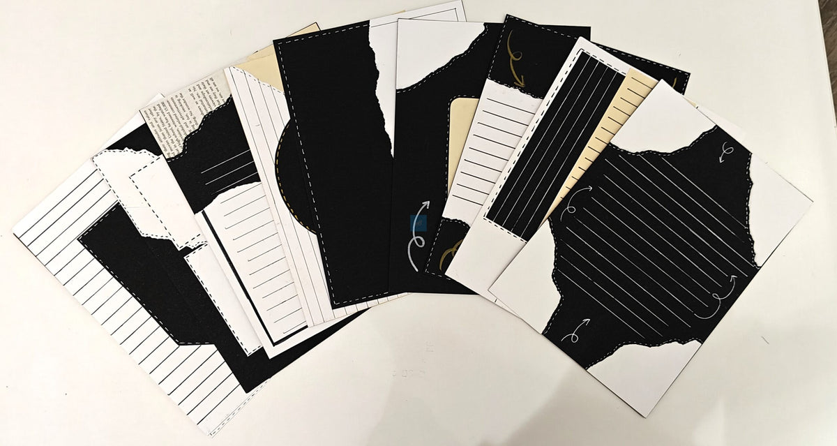 Project Banao Aesthetic A4 Handmade Scrapbook Journal Papers - Vintage Black & Beige Collage Sheets for Junk Journaling, Craft Projects, DIY Card Making, Mixed Media Art | Set of 10 Designs