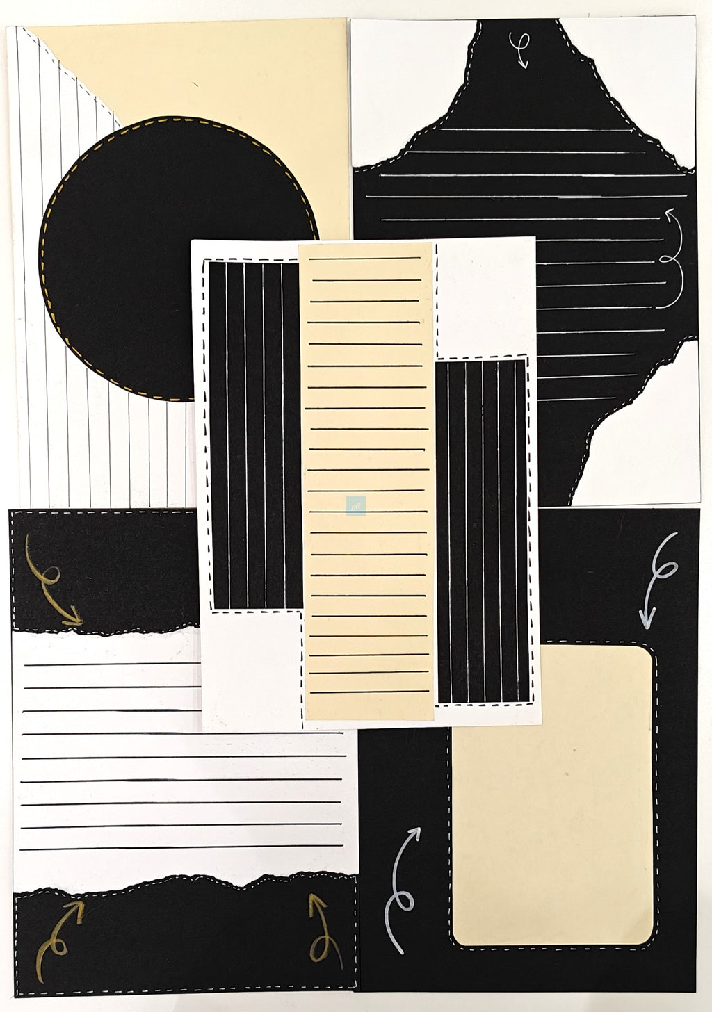 Project Banao Aesthetic A4 Handmade Scrapbook Journal Papers - Vintage Black & Beige Collage Sheets for Junk Journaling, Craft Projects, DIY Card Making, Mixed Media Art | Set of 10 Designs