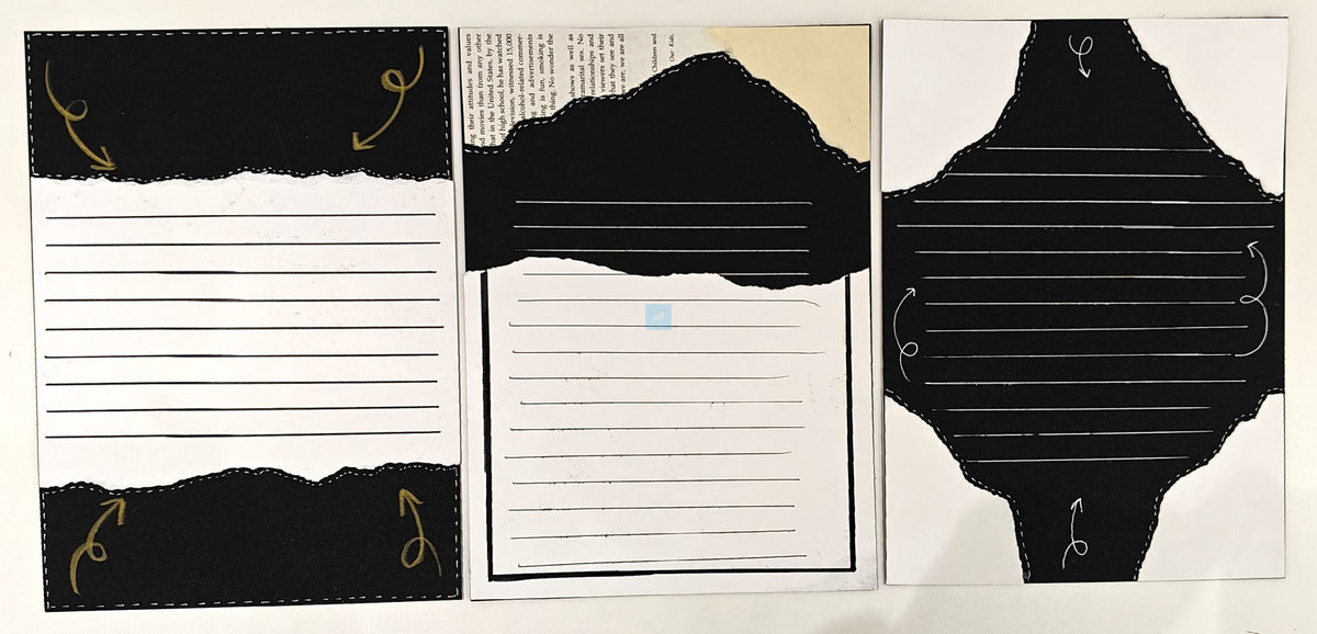 Project Banao Aesthetic A4 Handmade Scrapbook Journal Papers - Vintage Black & Beige Collage Sheets for Junk Journaling, Craft Projects, DIY Card Making, Mixed Media Art | Set of 10 Designs