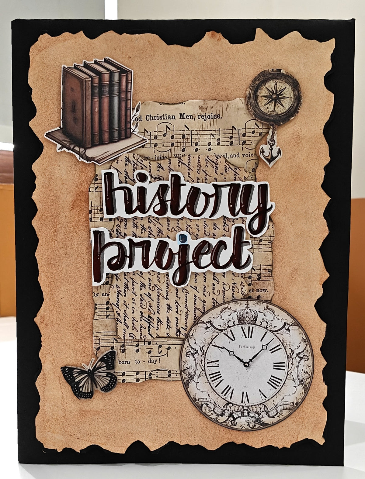 PB Handmade Designer Ring Binder for A4 Sheets | History Project Theme File | Vintage Art Cover Design | Decorative Handmade Folder for School, College & Office Use