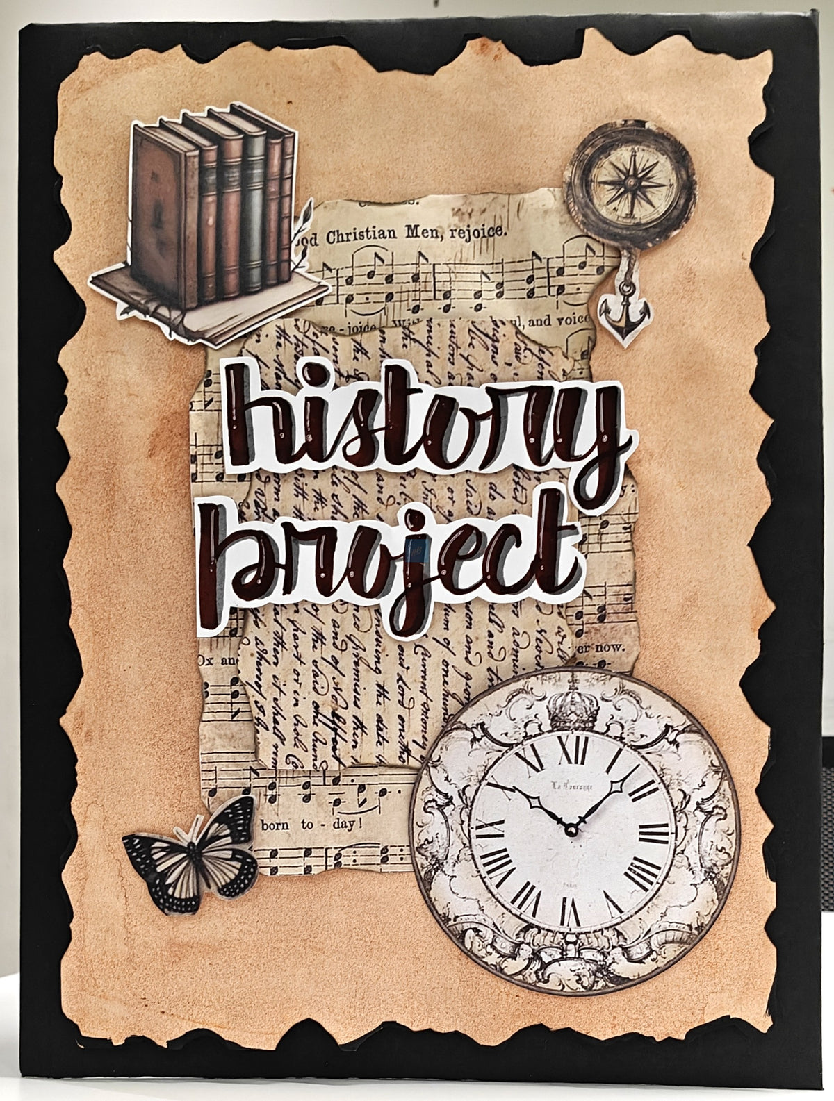 PB Handmade Designer Ring Binder for A4 Sheets | History Project Theme File | Vintage Art Cover Design | Decorative Handmade Folder for School, College & Office Use