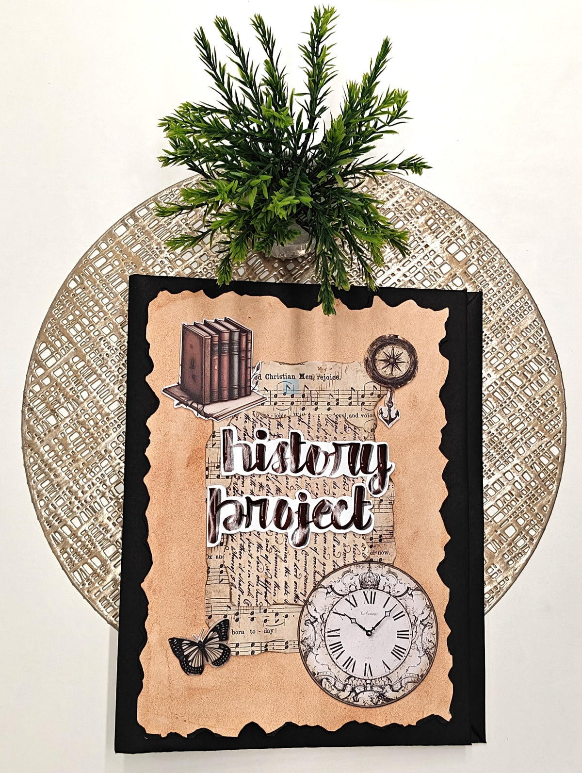 PB Handmade Designer Ring Binder for A4 Sheets | History Project Theme File | Vintage Art Cover Design | Decorative Handmade Folder for School, College & Office Use