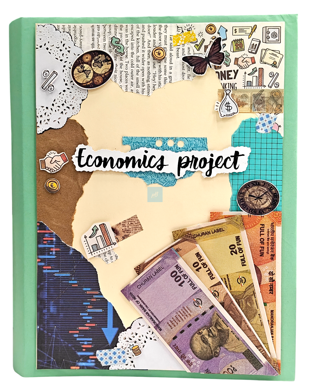 Project Banao Handmade Ring Folder – A4 Size Designer File for School, College & Office Use | Creative Money Theme Cover | Durable Refillable Binder for Documents & Projects