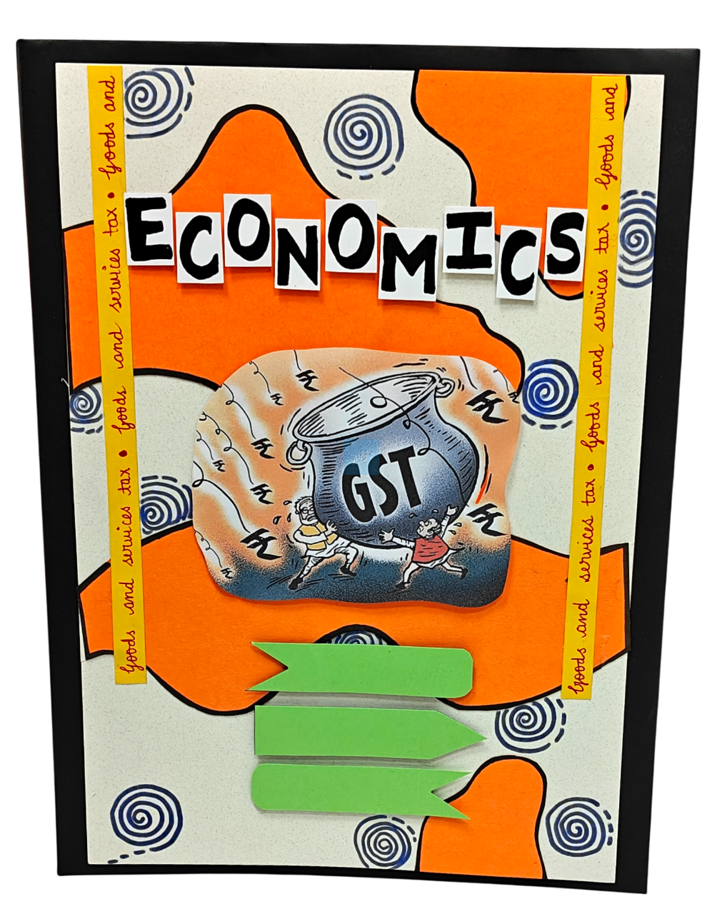 Project Banao Handmade Designer Ring Binder Folder for A4 Sheets | Economics Theme GST Cover | Artistic File Organizer for Students & Office Use | Eco-Friendly Craft Paper Design