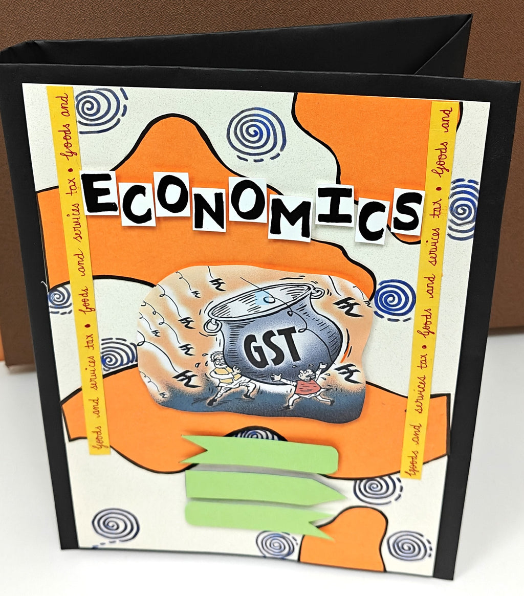 Project Banao Handmade Designer Ring Binder Folder for A4 Sheets | Economics Theme GST Cover | Artistic File Organizer for Students & Office Use | Eco-Friendly Craft Paper Design