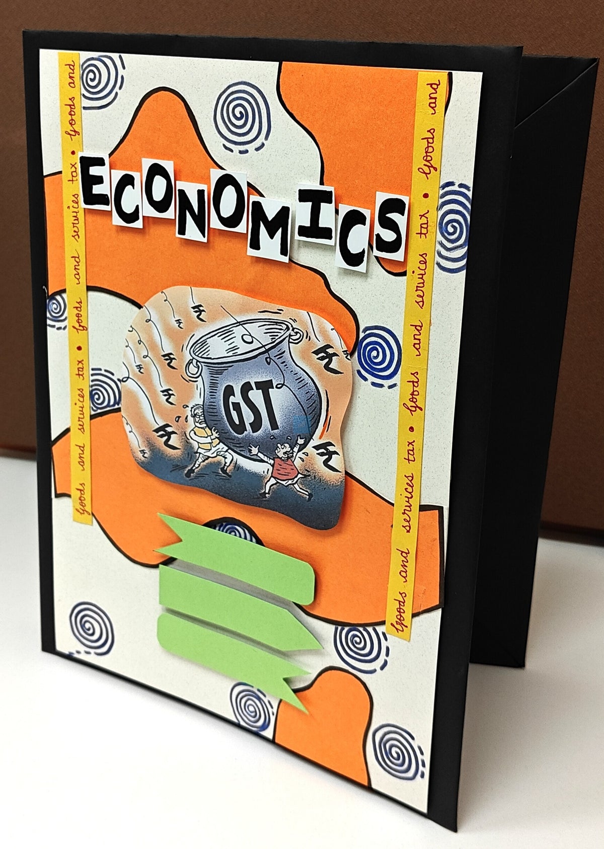 Project Banao Handmade Designer Ring Binder Folder for A4 Sheets | Economics Theme GST Cover | Artistic File Organizer for Students & Office Use | Eco-Friendly Craft Paper Design
