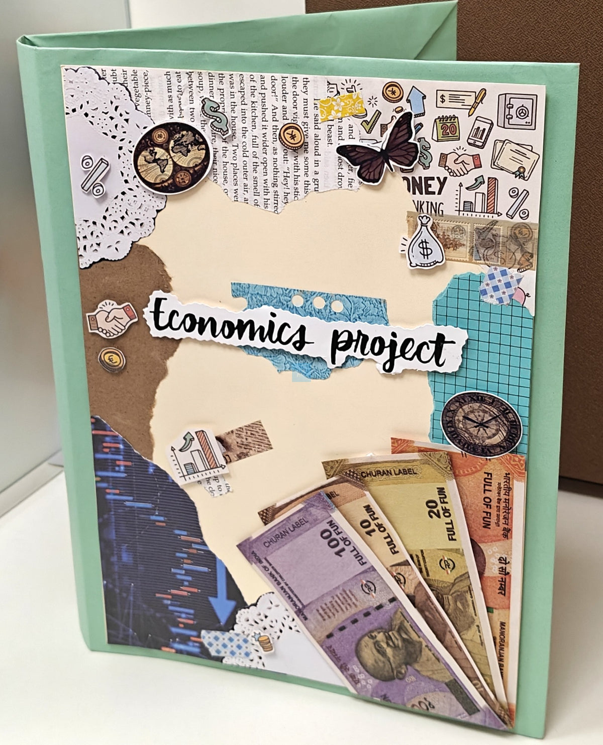 Project Banao Handmade Ring Folder – A4 Size Designer File for School, College & Office Use | Creative Money Theme Cover | Durable Refillable Binder for Documents & Projects