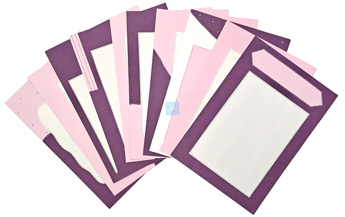 PB Handmade Designer A4 Sheets | Pack of 10 | 180 GSM | Dual Tone Purple and Pink Design | Craft Paper Project Sheets for School & College | Decorative Handmade Paper for Assignments & Journals