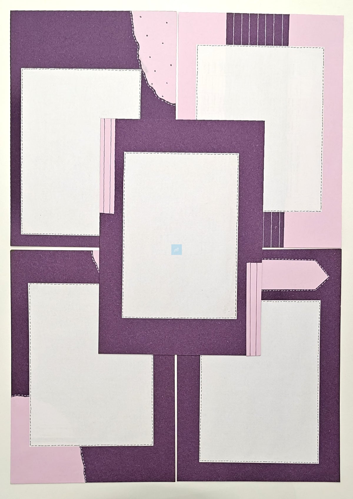 PB Handmade Designer A4 Sheets | Pack of 10 | 180 GSM | Dual Tone Purple and Pink Design | Craft Paper Project Sheets for School & College | Decorative Handmade Paper for Assignments & Journals