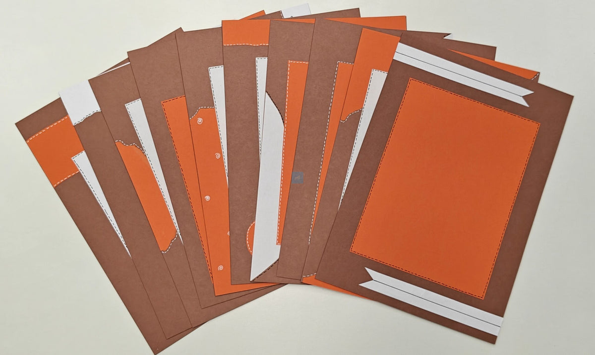 PB Handmade A4 Designer Sheets – Pack of 10 | Dual Tone Orange and Brown Craft Paper for Projects, Assignments, and Scrapbooking | 180 GSM | Decorative Project Sheets for School, College & Art Work
