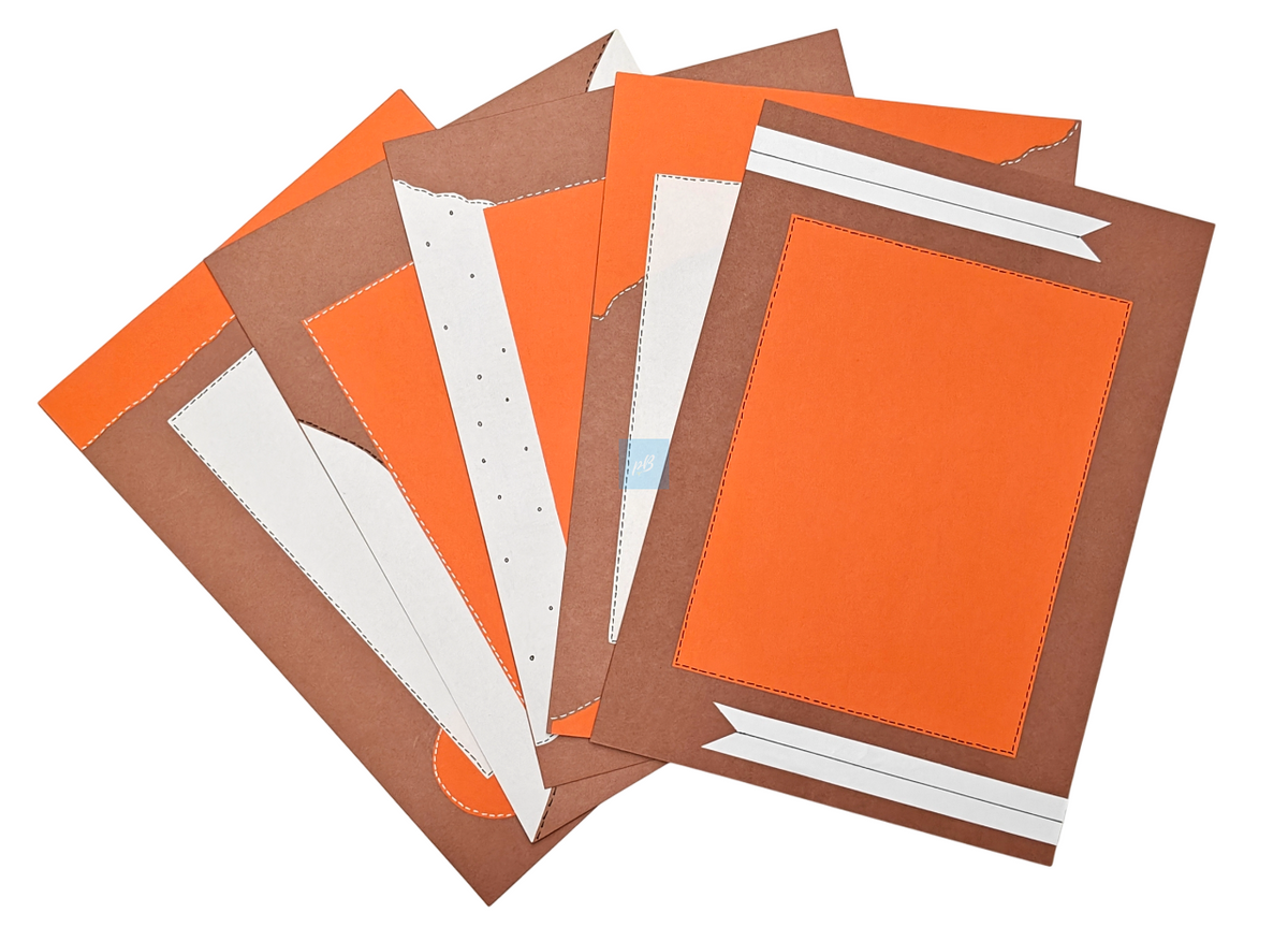PB Handmade A4 Designer Sheets – Pack of 10 | Dual Tone Orange and Brown Craft Paper for Projects, Assignments, and Scrapbooking | 180 GSM | Decorative Project Sheets for School, College & Art Work