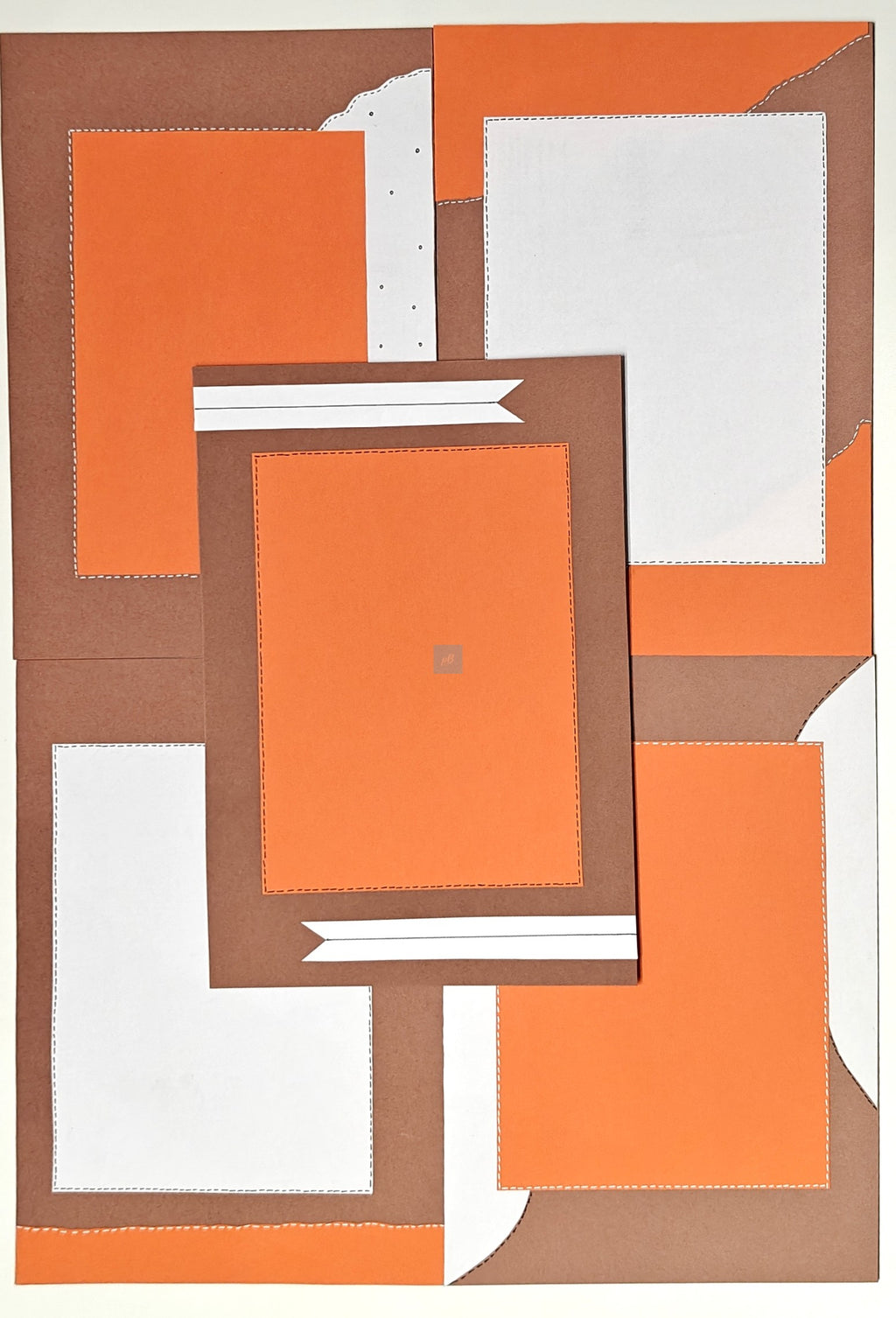 PB Handmade A4 Designer Sheets – Pack of 10 | Dual Tone Orange and Brown Craft Paper for Projects, Assignments, and Scrapbooking | 180 GSM | Decorative Project Sheets for School, College & Art Work