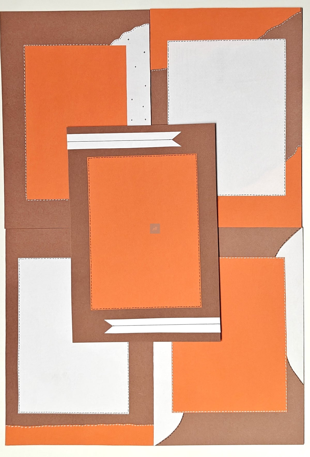 PB Handmade A4 Designer Sheets – Pack of 10 | Dual Tone Orange and Brown Craft Paper for Projects, Assignments, and Scrapbooking | 180 GSM | Decorative Project Sheets for School, College & Art Work