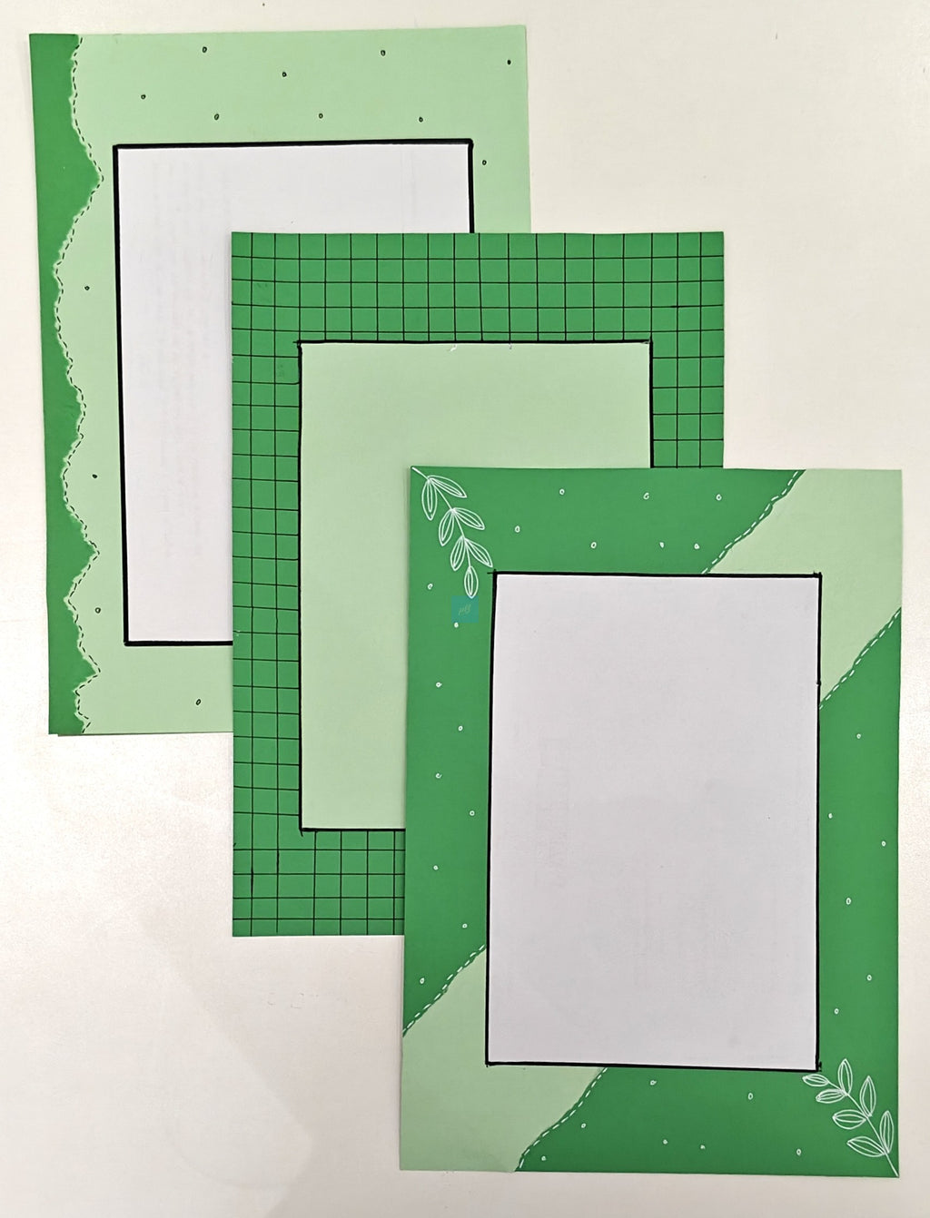 Project Banao A4 Handmade Designer Project Sheets – Green Aesthetic (Pack of 10) | 180 GSM Decorative Craft Paper for School & College Projects | Scrapbook, Assignment & Art Journal Pages