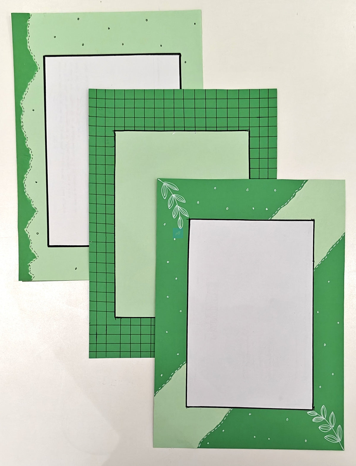 Project Banao A4 Handmade Designer Project Sheets – Green Aesthetic (Pack of 10) | 180 GSM Decorative Craft Paper for School & College Projects | Scrapbook, Assignment & Art Journal Pages