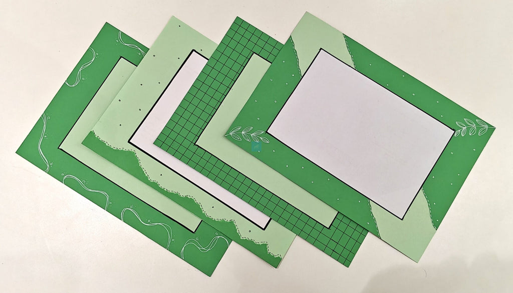 Project Banao A4 Handmade Designer Project Sheets – Green Aesthetic (Pack of 10) | 180 GSM Decorative Craft Paper for School & College Projects | Scrapbook, Assignment & Art Journal Pages