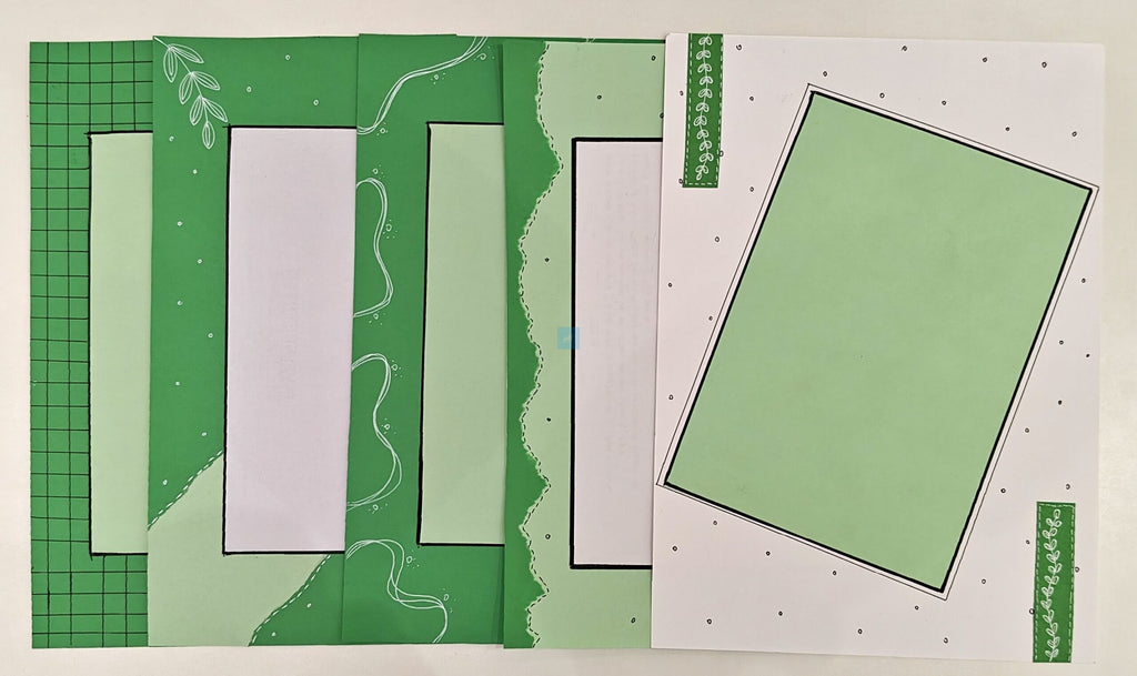 Project Banao A4 Handmade Designer Project Sheets – Green Aesthetic (Pack of 10) | 180 GSM Decorative Craft Paper for School & College Projects | Scrapbook, Assignment & Art Journal Pages