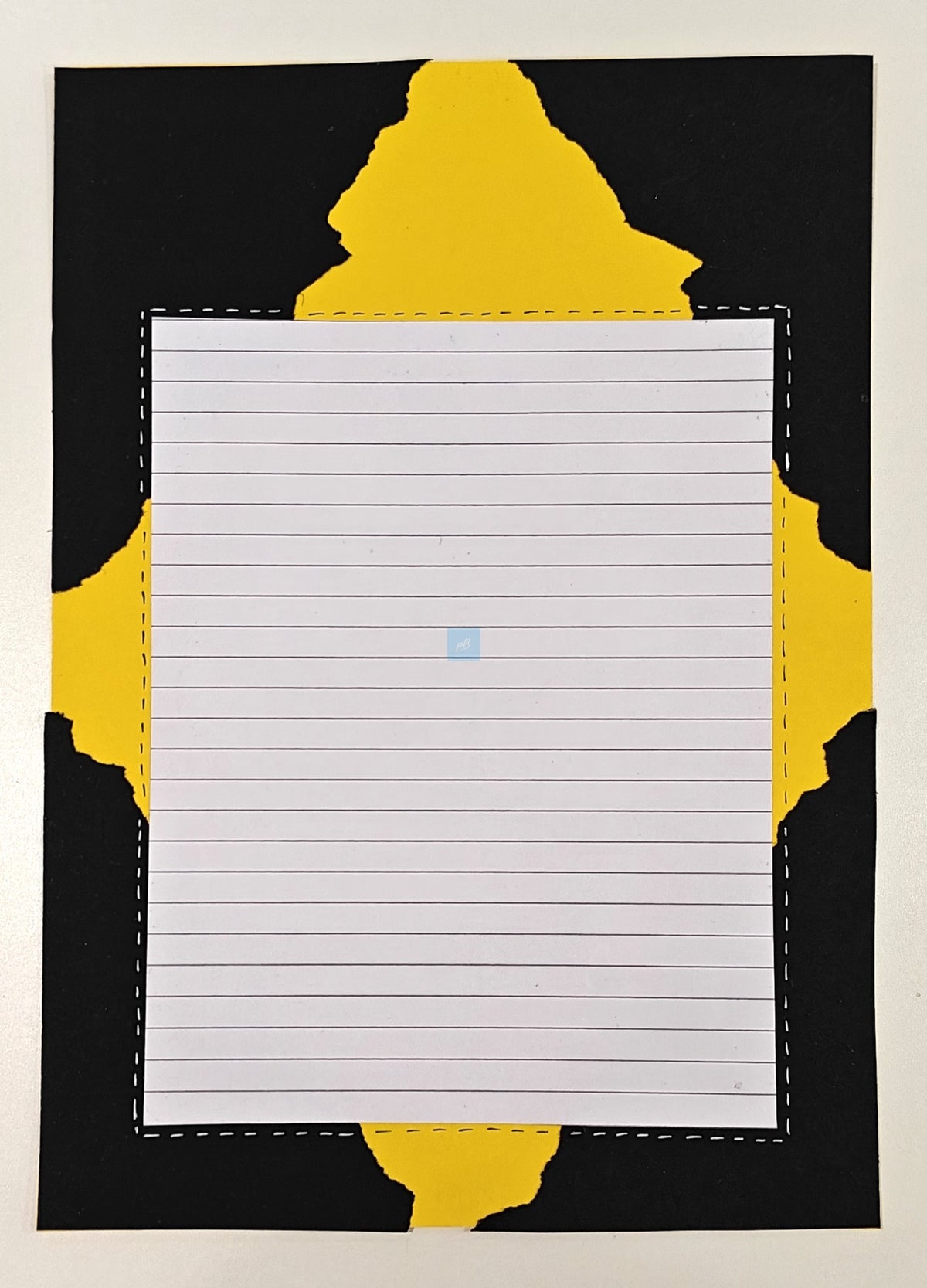 Project Banao A4 Handmade Project Sheets | 180 GSM Set of 10 – Yellow Black Aesthetic Torn Paper Design, Lined Craft Sheets, Scrapbook & Assignment Paper | Craft Sheets for School Projects