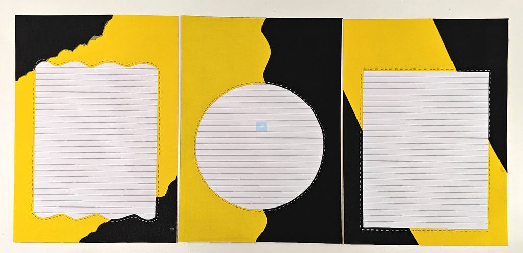 Project Banao A4 Handmade Project Sheets | 180 GSM Set of 10 – Yellow Black Aesthetic Torn Paper Design, Lined Craft Sheets, Scrapbook & Assignment Paper | Craft Sheets for School Projects