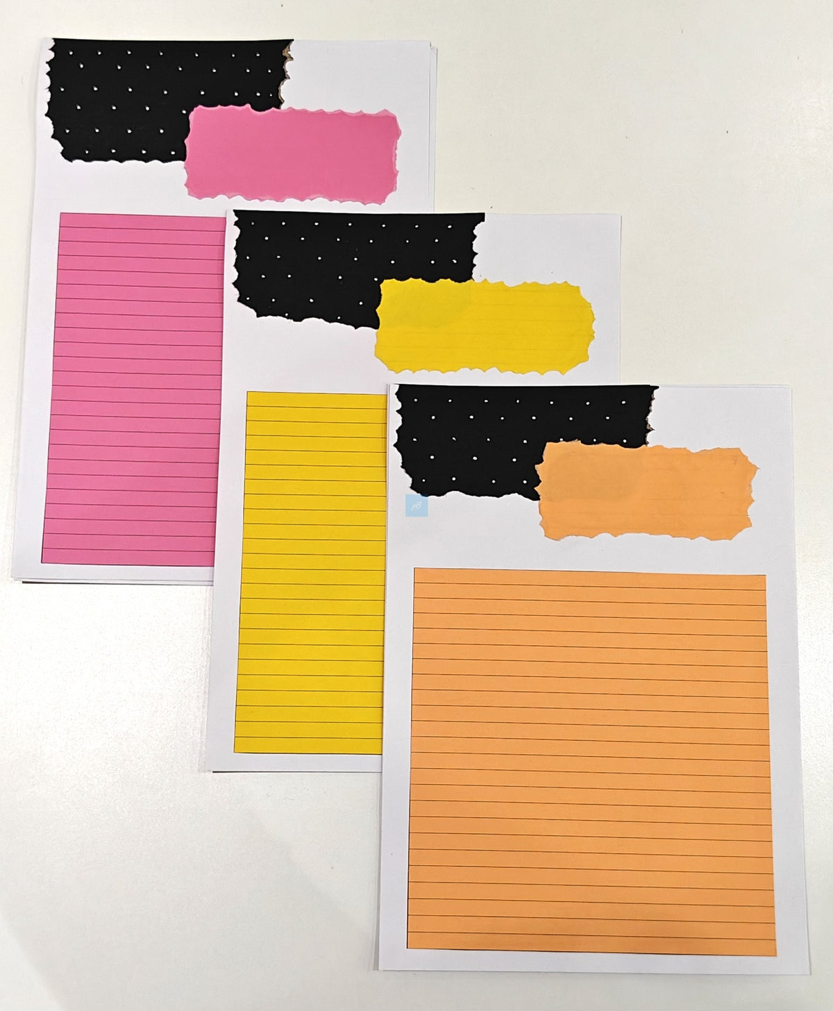 Project Banao Handmade A4 Lined Project Sheets | Pack of 10 | 180 GSM Multicolour Designer Writing Pages with Torn Black Border | Aesthetic School Project Paper, Craft Sheets