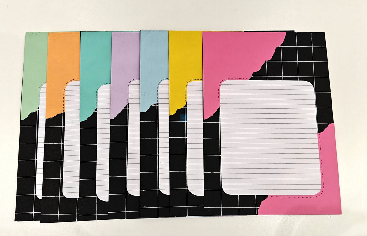 Project Banao A4 Multicolour Designer Papers – Pack of 10 | 180 GSM Scrapbook Sheets with Grid & Torn Edge Design | Aesthetic Craft Paper for Journaling, DIY Projects, Art & Craft, School Projects