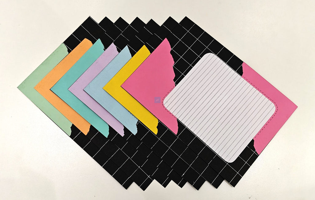 Project Banao A4 Multicolour Designer Papers – Pack of 10 | 180 GSM Scrapbook Sheets with Grid & Torn Edge Design | Aesthetic Craft Paper for Journaling, DIY Projects, Art & Craft, School Projects