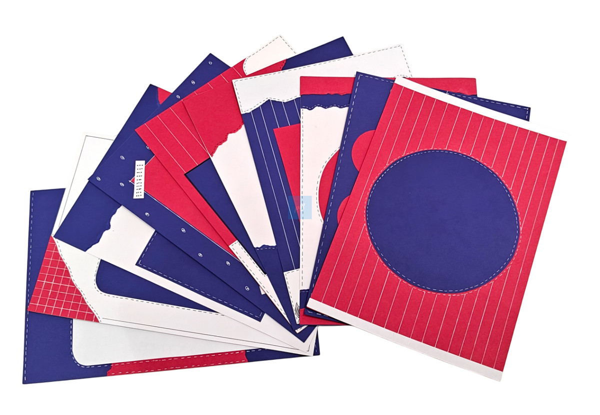 Project Banao Red & Blue Designer Scrapbook Papers – 10 Sheets | 180 GSM Premium A4 Craft Paper for Journaling, Card Making, DIY Crafts, Album Decoration & School Projects