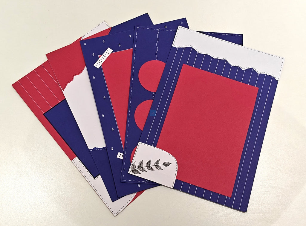 Project Banao Red & Blue Designer Scrapbook Papers – 10 Sheets | 180 GSM Premium A4 Craft Paper for Journaling, Card Making, DIY Crafts, Album Decoration & School Projects
