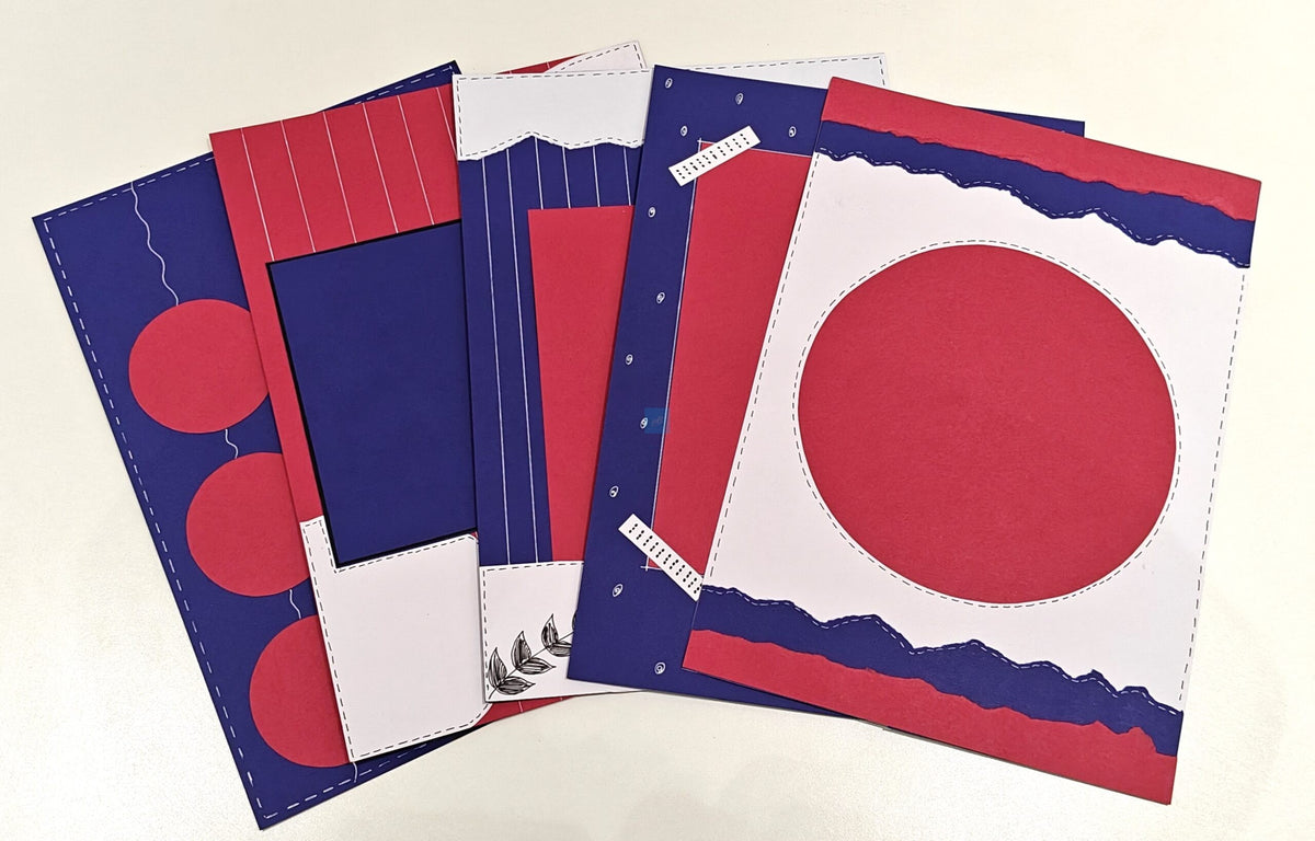Project Banao Red & Blue Designer Scrapbook Papers – 10 Sheets | 180 GSM Premium A4 Craft Paper for Journaling, Card Making, DIY Crafts, Album Decoration & School Projects