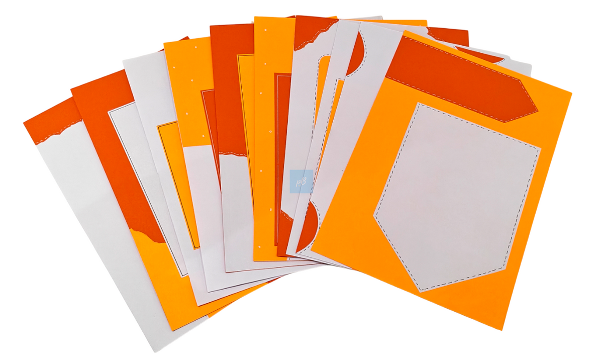 Project Banao A4 Designer Paper Pack of 10 – 180 GSM, Orange & White Scrapbook Sheets, Craft Paper for Art & Journaling, DIY Projects, School Projects, Card Making, Decorative Paper for Kids