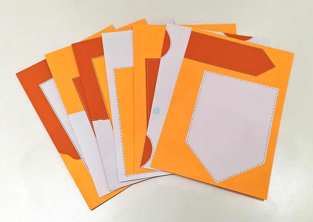 Project Banao A4 Designer Paper Pack of 10 – 180 GSM, Orange & White Scrapbook Sheets, Craft Paper for Art & Journaling, DIY Projects, School Projects, Card Making, Decorative Paper for Kids