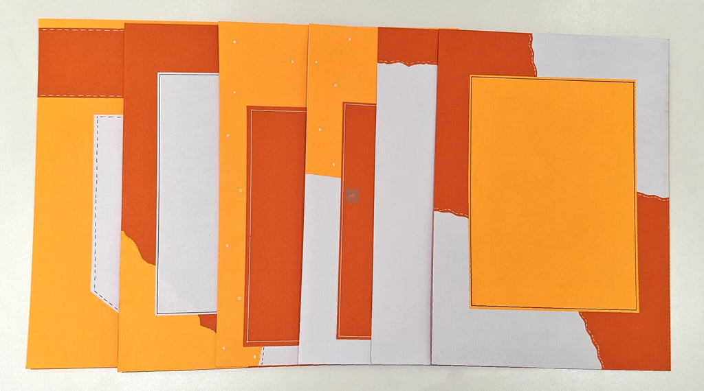 Project Banao A4 Designer Paper Pack of 10 – 180 GSM, Orange & White Scrapbook Sheets, Craft Paper for Art & Journaling, DIY Projects, School Projects, Card Making, Decorative Paper for Kids