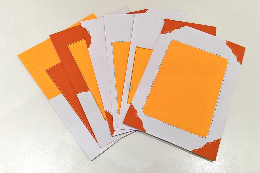 Project Banao A4 Designer Paper Pack of 10 – 180 GSM, Orange & White Scrapbook Sheets, Craft Paper for Art & Journaling, DIY Projects, School Projects, Card Making, Decorative Paper for Kids