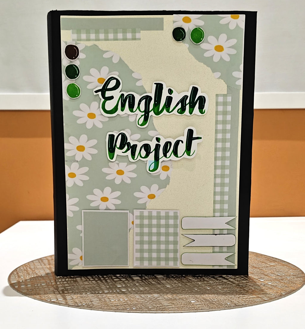 PB English Project Ring Binder – Aesthetic Floral Handmade File | A4 Reusable School Project Folder for Students